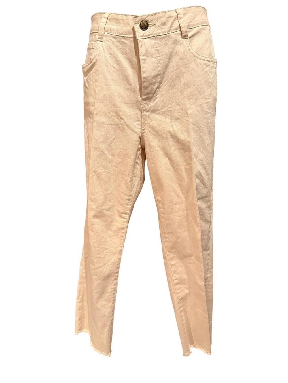 Skye’s The Limit Beige High-Waisted Cropped Pants with Raw Hem
